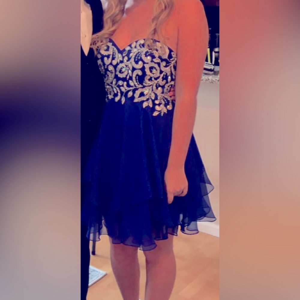 Blue prom dress. Size-Large. Only worn once!